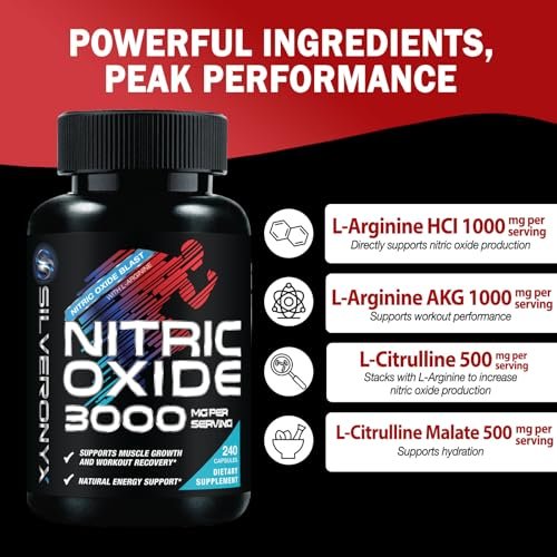 Extra Strength Nitric Oxide Booster - 3X Strength L-Arginine AKG & Citrulline Malate - Men & Women Premium Pre Workout Nitric Booster - Natural Energy & Muscle Support, Bottled in USA - 240 Capsules - görsel 17