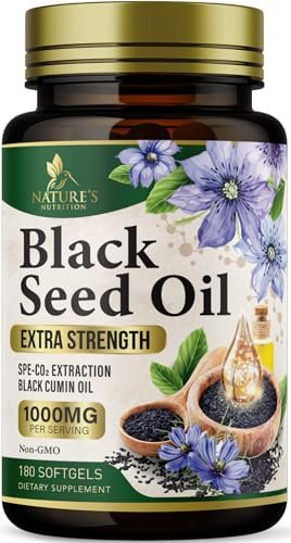 Black Cumin Seed Oil Capsules 1000mg per Serving - Premium Nigella Sativa Blackseed, Pure Natural Black Seed Oil & Antioxidant for Skin & Immune Support - Bottled in USA Supplement - 180 Softgels - görsel 2