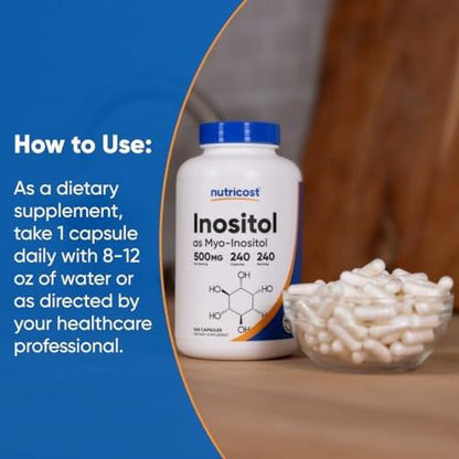 Nutricost Inositol Capsules 500mg, 240 Capsules - Veggie Capsules, Non-GMO, Gluten Free (Myo-Inositol)