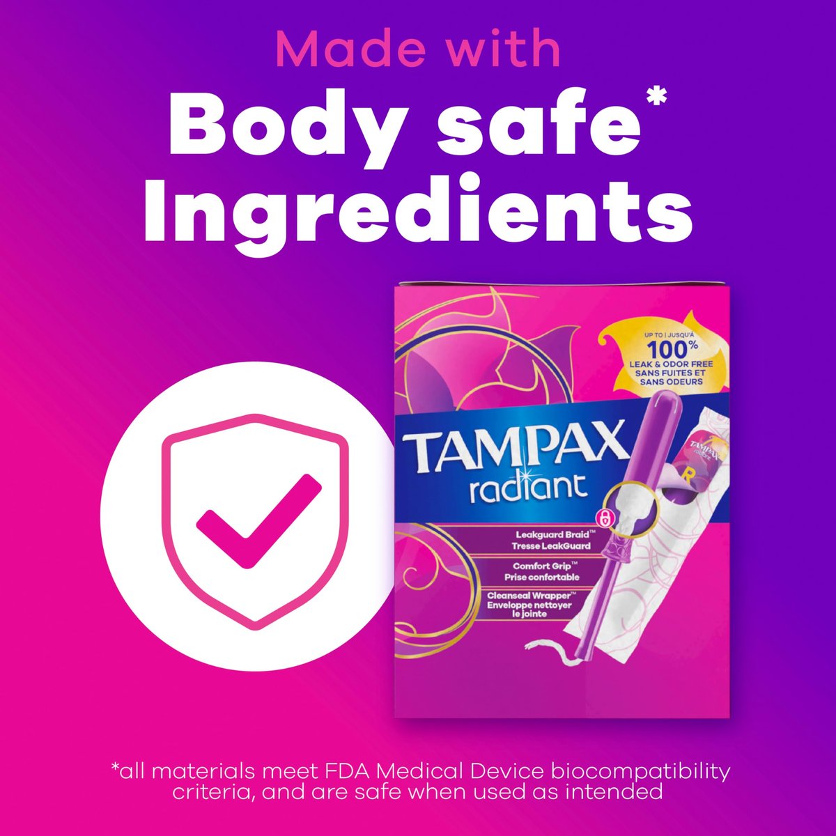 Tampax Radiant Tampons for Women, with – Value Pack: 84 tampons in convenient 3-pack format, perfect for stocking – Image 16