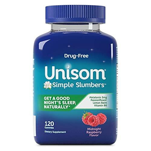 Unisom Simple Slumbers Drug-Free Sleep Aid Gummies, Melatonin 5mg, Sleep Support for Adults, Midnight Raspberry Flavor, 120 Count - görsel 4
