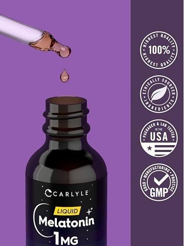 Carlyle Melatonin Liquid 1mg | 4 fl oz Drops | Berry Flavor | Non-GMO, Vegetarian Supplement