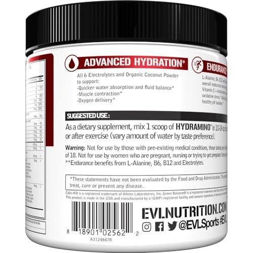 Evlution Nutrition HYDRAMINO Complete Hydration Multiplier, All 6 Electrolytes, Vitamin C & B, Fluid Boosting Aminos, Coconut Water, Endurance, Recovery, Antioxidants, 30 Serve, Fruit Punch - görsel 5