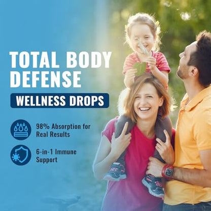 Total Immune 6-in-1 Liquid Multivitamin Supplement | 100% Daily Zinc, Vitamin D3, Vitamin C Immunity Drops | Elderberry, Echinacea, Ginger Support for Adults & Kids | 4 oz Passion Fruit