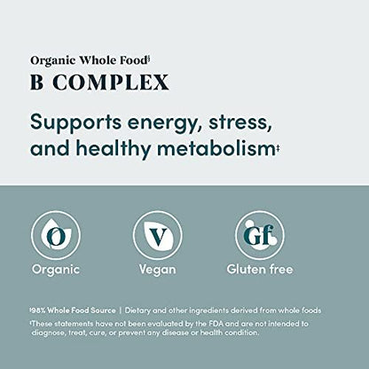 Organic Whole Food B Complex – 98% Whole Food Source, Dietary and Other Ingredients Derived from Whole Foods, 60 Tablets
