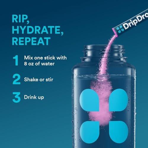 DripDrop Hydration Packets - Bold Variety Pack - Single Serve Electrolytes Powder Drink Mix - Watermelon, Berry, Lemon, Orange - Non-GMO, Gluten Free, Vegan - 16 Sticks - görsel 13