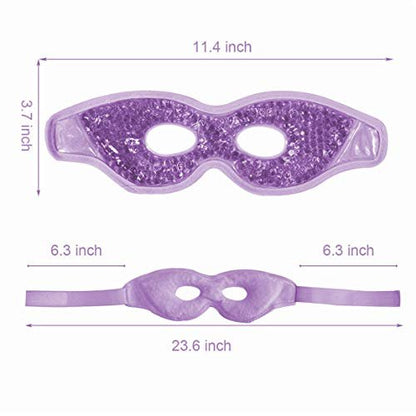 Ruzzut Cooling Gel Eye Mask with Eye Holes, 2 PCS Cold Eye Packs for Puffiness & Swelling, Reusable Hot Cold Compress Heat Ice Gel Pack, Purple and Pink