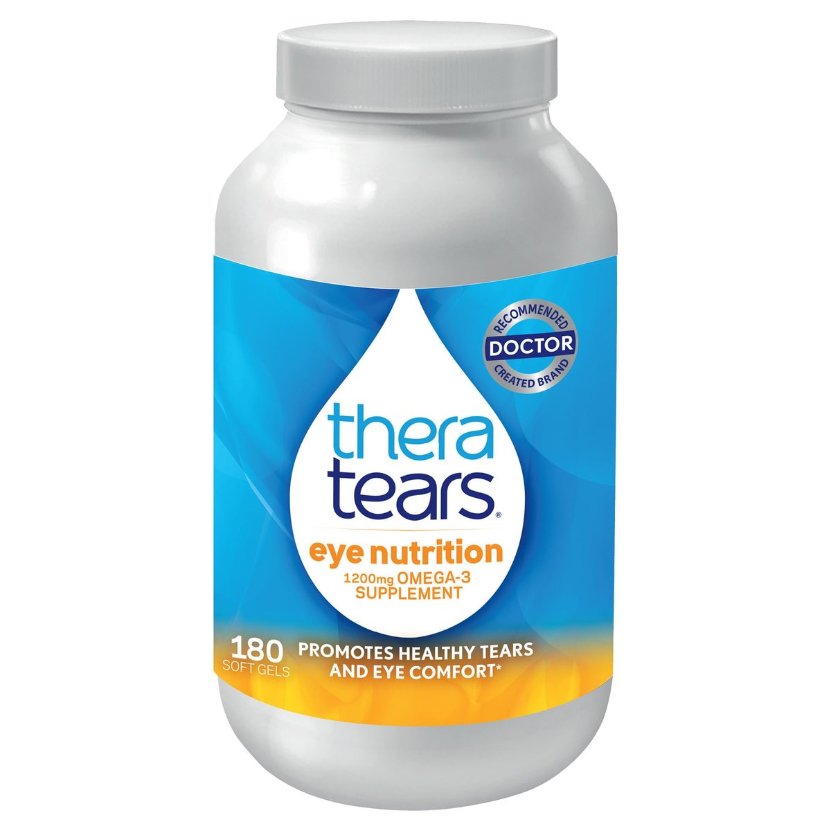 TheraTears Omega 3 Supplement for Eye Care, 1200mg Fish Oil and Organic Flaxseed Oil with Vitamin E, 180 Count - görsel 1