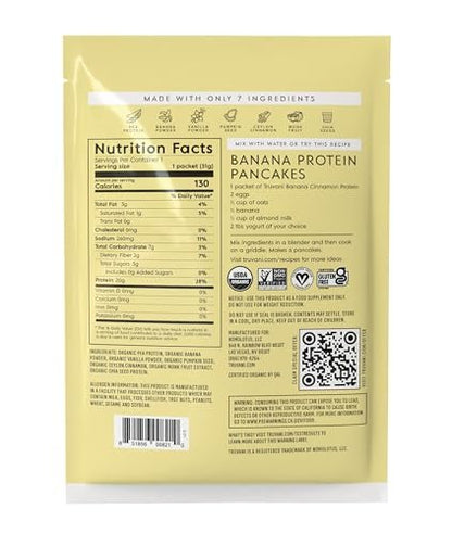 Truvani Vegan Pea Protein Powder | Banana Cinnamon | 20g Organic Plant Based Protein | 10 Servings | Keto | Gluten & Dairy Free | Low Carb | No Added Sugar