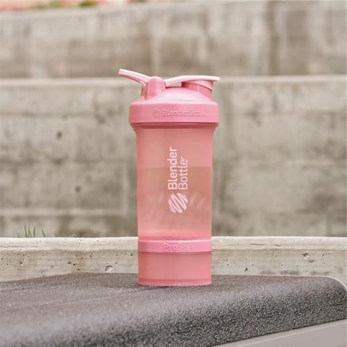 BlenderBottle Shaker Bottle with Pill Organizer and Storage for Protein Powder, Classic V2 ProStak System, 22-Ounce, Rose Pink - görsel 1