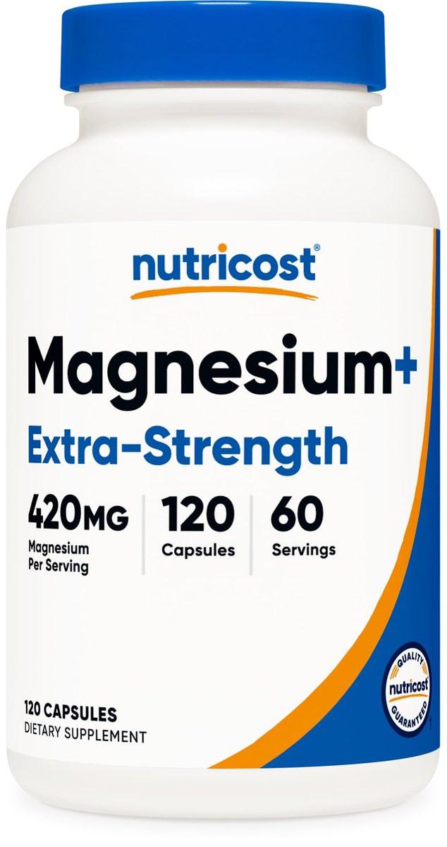 Nutricost Magnesium+ Extra Strength 420mg, 120 Capsules - 60 Servings. Magnesium Oxide and Glycinate - Non-GMO, Gluten Free, Vegan Friendly - görsel 1