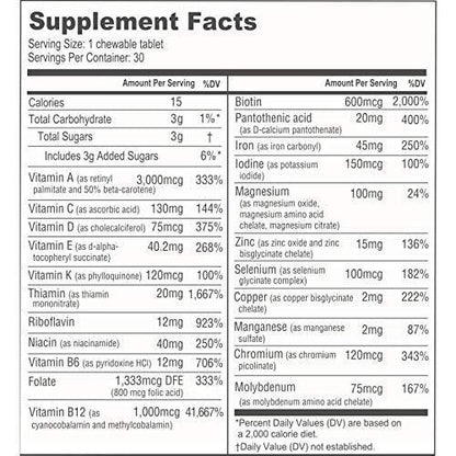 BariatricPal Multivitamin ONE 1 per Day! Bariatric Multivitamin Chewable with 45 mg of Iron | Orange Citrus | Vitamin for Bariatric Surgery Patients | 30 Count (1 Month Supply)