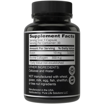 Biotin and Collagen Supplement – 10,000mcg Biotin + Bovine Collagen for Thinning & Brittle Hair. Advanced 2-in-1 Vitamin Complex. Supports Thicker, Healthier Hair Growth for Women, Men