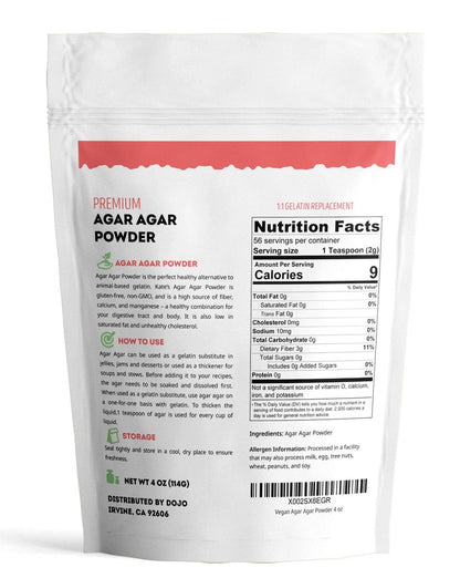 Kate Naturals Agar Agar Powder for Cooking & Petri Dishes. Vegan Gelatin Substitute Powder Unflavored for Gelatin Sheets & Halal (4oz, Vegetarian, Plant-based)