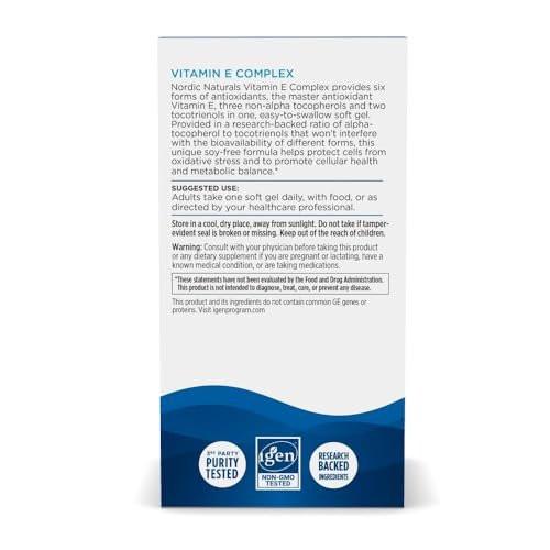 Nordic Naturals Vitamin E Complex, Unflavored - 30 Soft Gels - 6 Forms of Vitamin E for Antioxidant Support - Cellular Protection - Non-GMO - 30 Servings - görsel 6