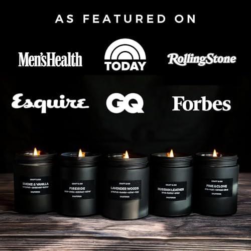 Craft & Kin Premium Vintage Leather Candle | Black Scented Candles for Men | Long Lasting with 45 Hour Burn Time, 7.6oz | Soy Candles | Aromatherapy at Home | Gifts for Men - görsel 14
