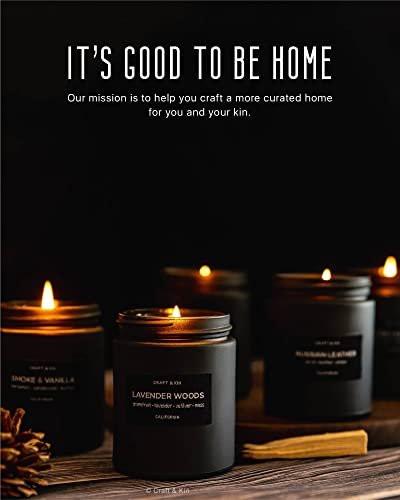 Craft & Kin Premium Smoky Fireside Candle | Scented Candles for Men | Men Candles with Wood Wicked | Long Lasting with 45 Hour Burn Time - 7.6oz - görsel 12