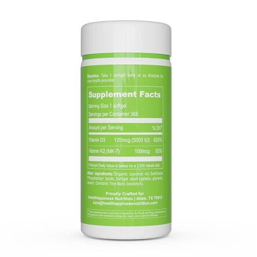 UpNourish Liposomal D3 K2 MK-7 – 365 Mini softgels with Organic Coconut Oil - 5000 IU 125 mcg Vitamin D3 and 100 mcg Vitamin k2 for Optimal Bone and Immune Health - görsel 12