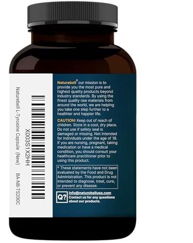 L Tyrosine Supplement, 1,500mg Per Serving, 240 Capsules | Essential Amino Acids – Brain Health Support for Memory, Cognitive Health, and Mental Alertness – Non-GMO - görsel 1