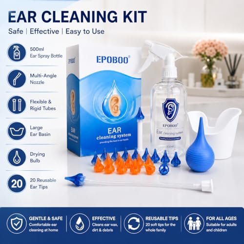 Earwax Removal Bottle Kit- Manual Ear Irrigation System, Safe & Efficient, FSA-HSA-Eligible, 500ml Bottle, Basin, Drying Bulb, 20 Soft Reusable Tips, Rigid & Flexible Tubes for Individual & Family Use - görsel 12