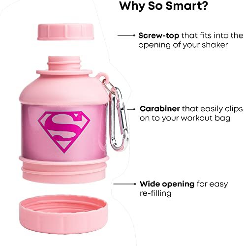 Smartshake Justice League Protein Powder Storage Container 50g Protein Shaker Bottle Funnel 110ml BPA, DC Comics Protein Shakes Bottle Storage (Supergirl) - görsel 4
