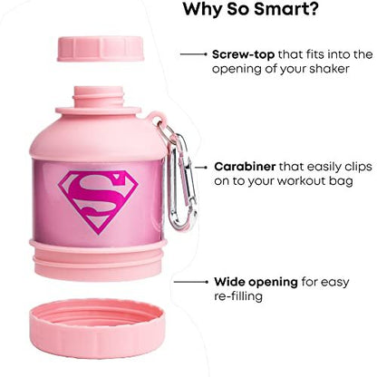 Smartshake Justice League Protein Powder Storage Container 50g Protein Shaker Bottle Funnel 110ml BPA, DC Comics Protein Shakes Bottle Storage (Supergirl)