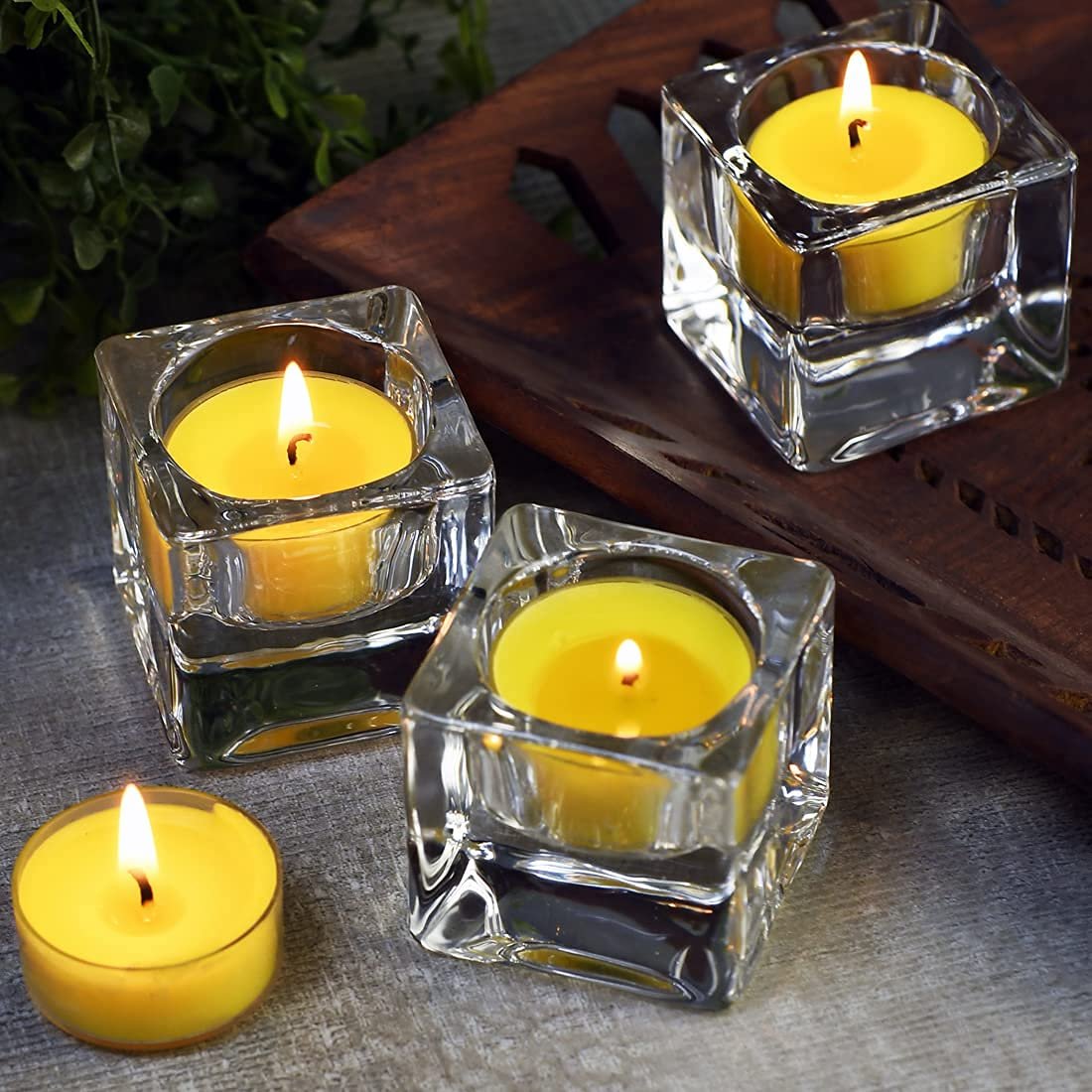 DEYBBY Aromatherapy Soy Wax Tea Candle, Lemon Scented Clear Cup Summer Candles Gift for Home|4 Hour Burn Time|Smokeless& Long Lasting|Great for Bar, Dinner (Pack of 12) - görsel 9
