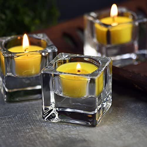 DEYBBY Aromatherapy Soy Wax Tea Candle, Lemon Scented Clear Cup Summer Candles Gift for Home|4 Hour Burn Time|Smokeless& Long Lasting|Great for Bar, Dinner (Pack of 12) - görsel 5