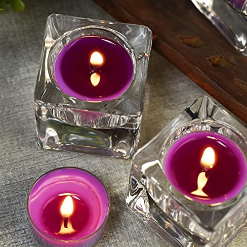 DEYBBY Scented Soy Wax Tealight Candles Bulk, Lavender Aromatherapy Candle for Stress Relief, Clear Cup Long Lasting, for Relaxation, Spa and Bath | Pack of 12 - görsel 1