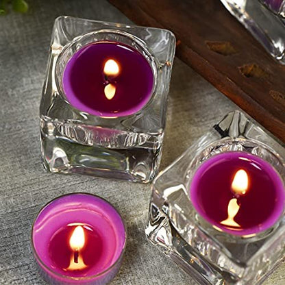 DEYBBY Scented Soy Wax Tealight Candles Bulk, Lavender Aromatherapy Candle for Stress Relief, Clear Cup Long Lasting, for Relaxation, Spa and Bath | Pack of 12