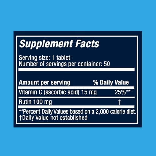 RUTASCORBIN Rutin and Vitamin C Tablets for Circulation and Immune Support | Moderate Daily Dose for Vessels & Vascular Wellness, Antioxidant and Collagen Support, Clean Formula, 50 Ct Each | 1-Pack - görsel 3