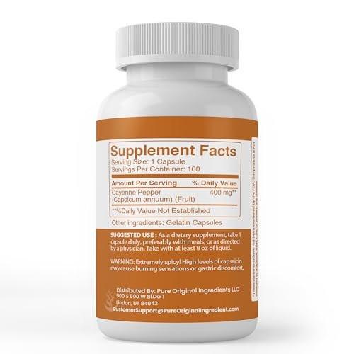 Pure Original Ingredients Cayenne Pepper (100 Capsules) - Always Pure, No Additives or Fillers, Lab Verified - görsel 4