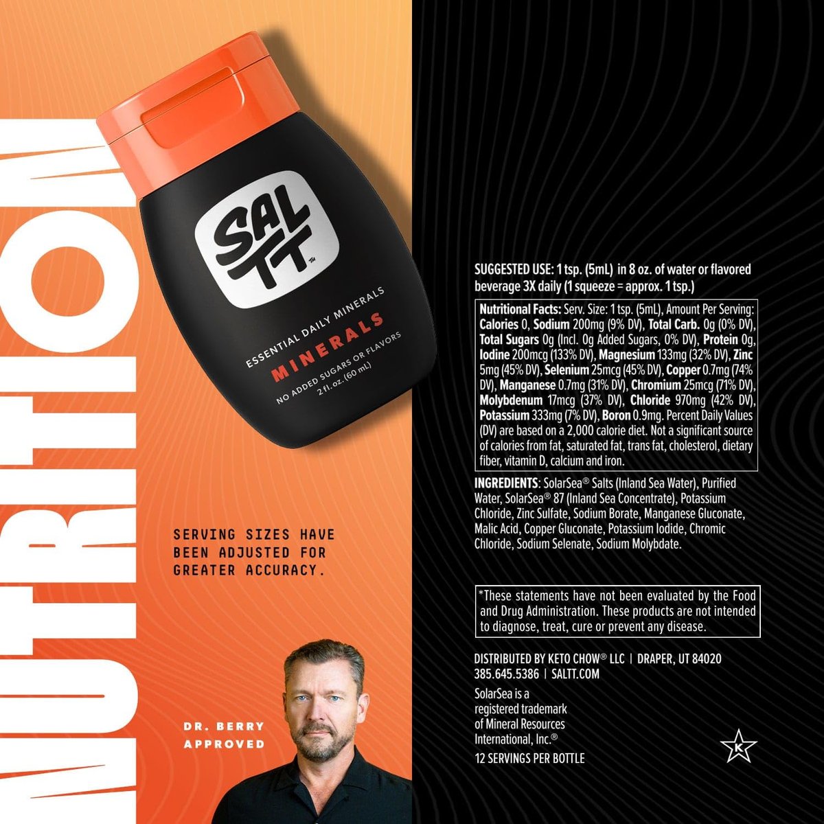 SALTT - Minerals (2 oz) - Trace Mineral Drops - Sodium, Potassium, Magnesium, Zinc, Copper - Ultra Low Carb - Zero Sugar, Vegan, Gluten Free, Non GMO - Daily Electrolytes - Travel Size - By Keto Chow - görsel 14