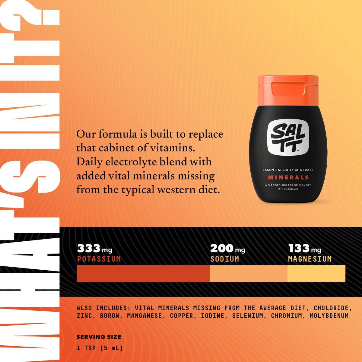 SALTT - Minerals (2 oz) - Trace Mineral Drops - Sodium, Potassium, Magnesium, Zinc, Copper - Ultra Low Carb - Zero Sugar, Vegan, Gluten Free, Non GMO - Daily Electrolytes - Travel Size - By Keto Chow - görsel 4