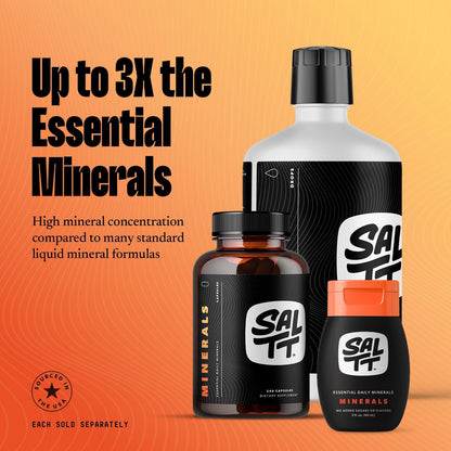 SALTT - Minerals (2 oz) - Trace Mineral Drops - Sodium, Potassium, Magnesium, Zinc, Copper - Ultra Low Carb - Zero Sugar, Vegan, Gluten Free, Non GMO - Daily Electrolytes - Travel Size - By Keto Chow