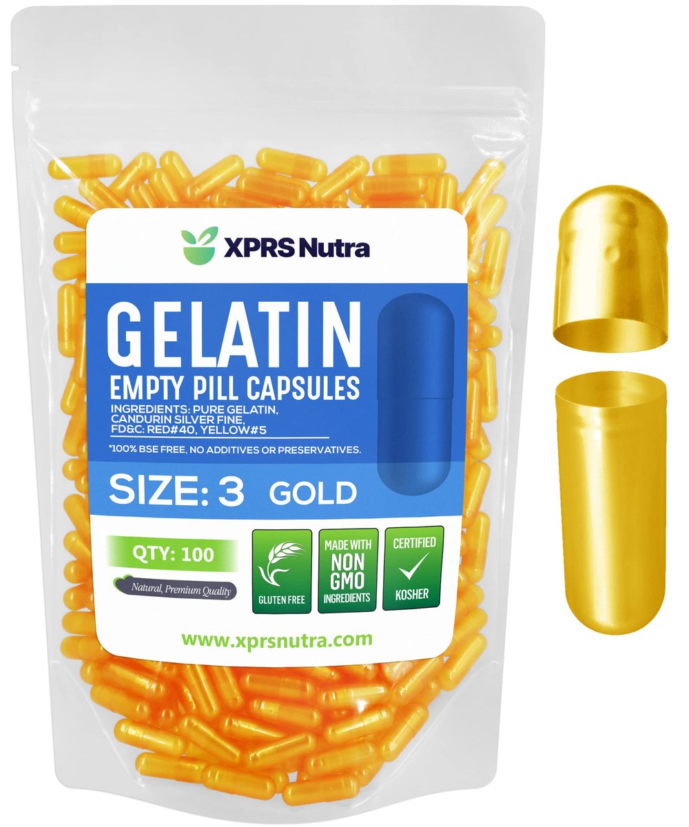 XPRS Nutra Size 3 Empty Capsules - 100 Count – Pure Bovine Gelatin: Sourced from high-quality bovine gelatin, – Image 1