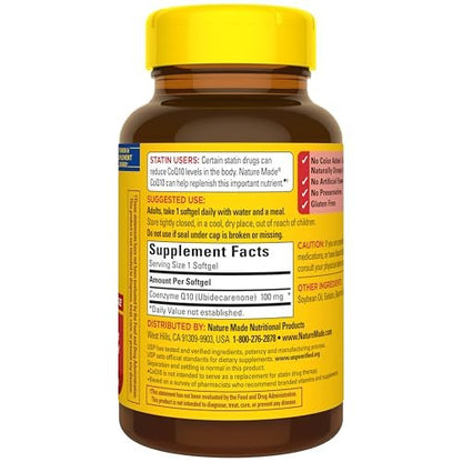 Nature Made CoQ10 100mg Softgels, Dietary Supplement for Heart Health Support, 120 Softgels, 120 Day Supply