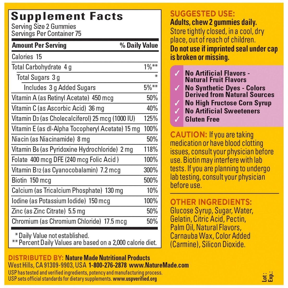 Nature Made Women's Gummy Multivitamins with Omega-3, Multivitamin for Women for Daily Nutritional Support, 150 Gummies, 75 Day Supply - görsel 10
