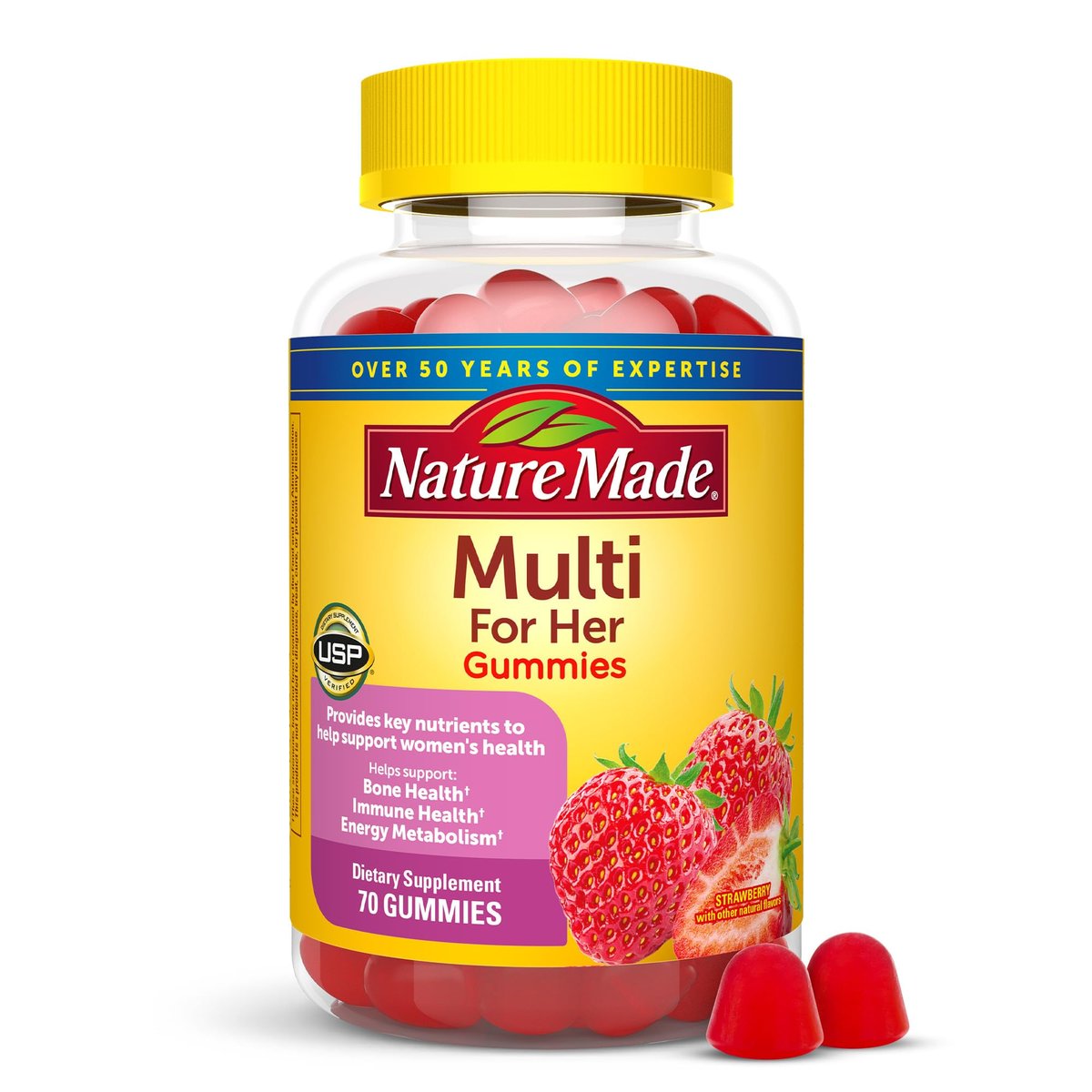 Nature Made Multivitamin For Women, Women's Gummy Multivitamins for Daily Nutritional Support, 70 Count, 35 Day Supply - görsel 1