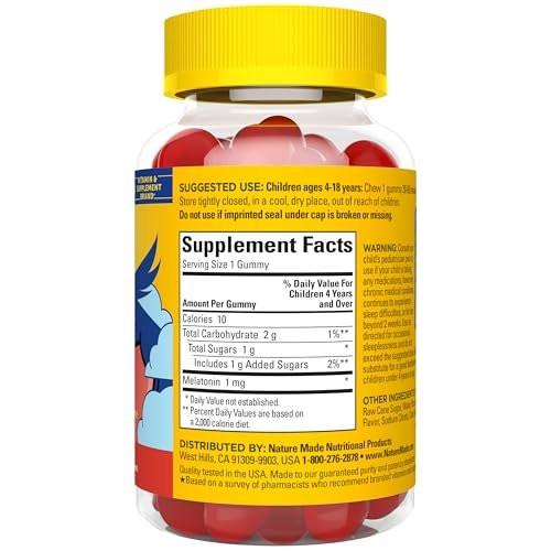 Nature Made Kids First Sleep Melatonin Gummies, 100% Drug-Free Sleep Aid, Kids Sleep Gummies for Restful Sleep, 45 Count - görsel 3