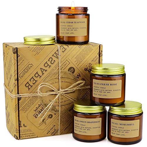 YFYTRE 4 Pack Scented Candle Set Soy Wax – Aromatherapy Scents: This set includes four distinct fragrances – Image 3
