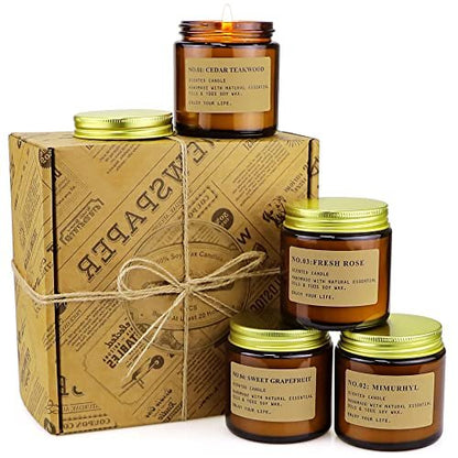 YFYTRE 4 Pack Scented Candle Set Soy Wax – 100% Soy Wax: Our candles are made from natural soy wax, which burns – Image 1