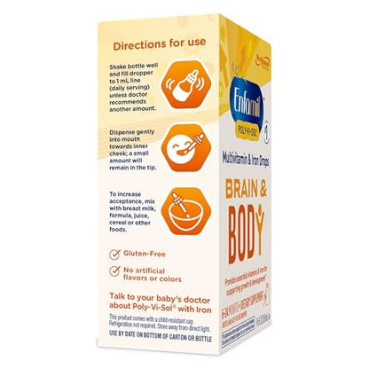 Enfamil Poly-Vi-Sol with Iron Liquid Multivitamin Drops, Supports Growth & Development*, 50mL Bottle (Pack of 3)