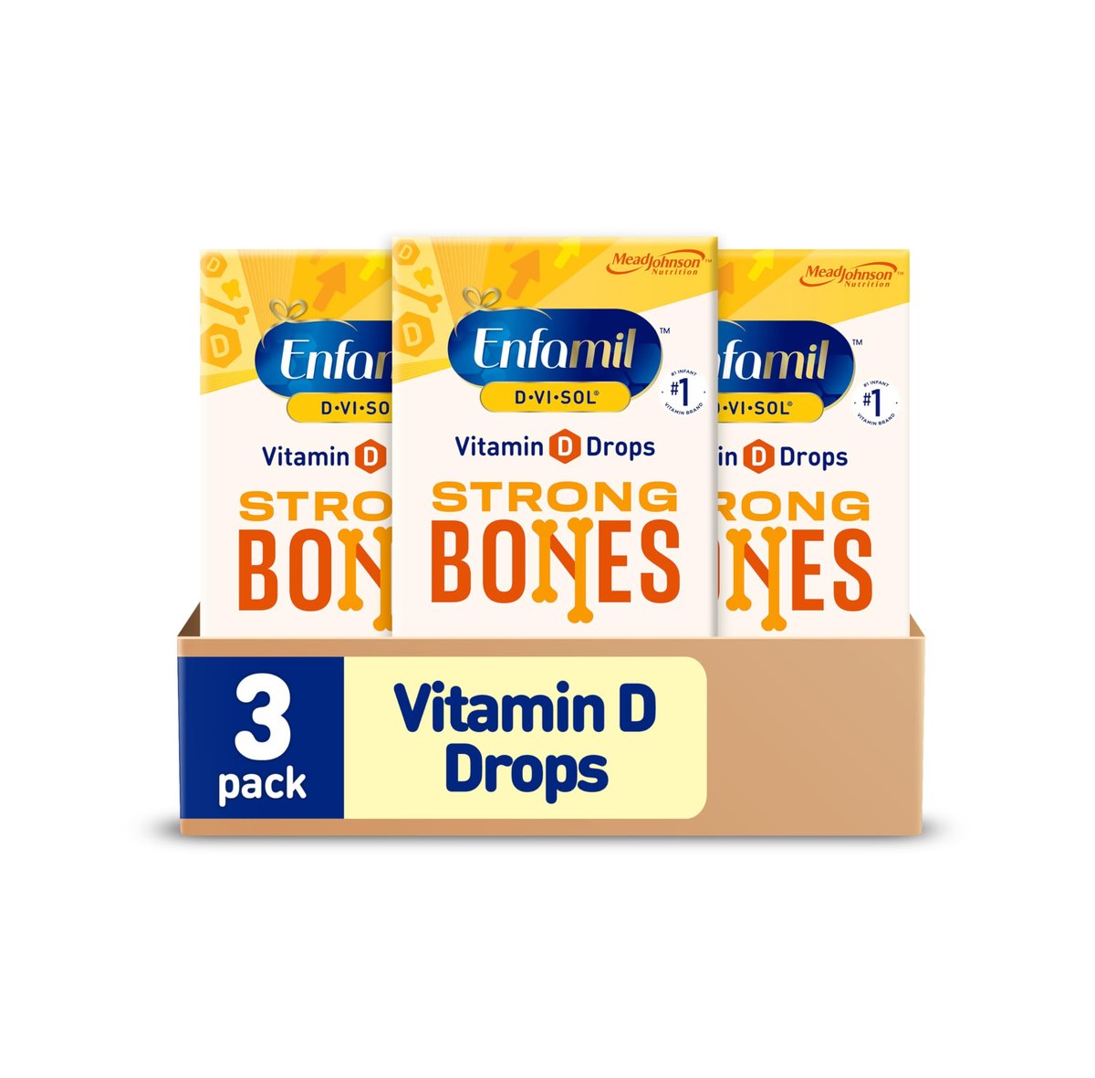 Enfamil Baby Vitamin D-Vi-Sol Vitamin D Liquid Supplement Drops for Infants, Supporting Strong Teeth & Bones in Newborn Babies, Easy-to-Use, Gluten-Free, 50 mL Dropper Bottle, Pack of 3 - görsel 2