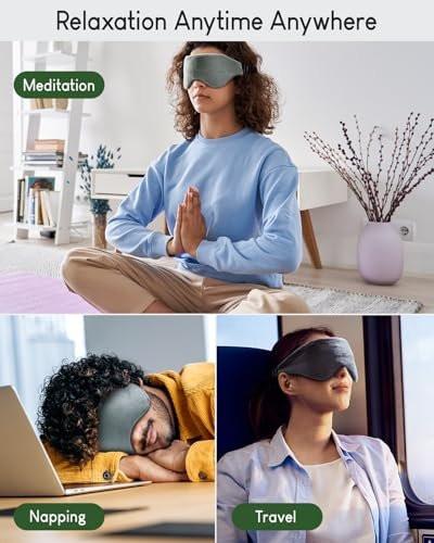 Sivio Weighted Eye Mask for Women & Men, Heatable and Freezable Weighted Eye Pillow with Silica Beads & Adjustable Strap, Soft Breathable Cotton Eye Cover for Sleeping Faster and Better, Black - görsel 4