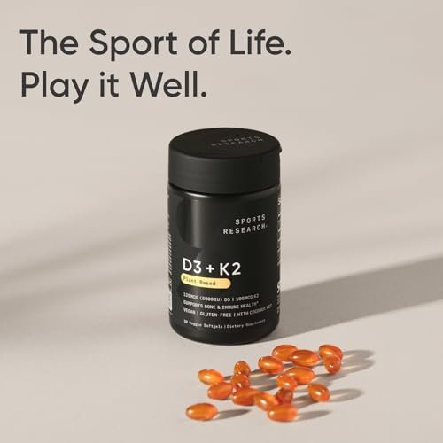 Sports Research® Vitamin D3 + K2 w/Coconut Oil - Vegan Vitamin D 5000iu (125mcg) & Mk7 Vitamin K 100mcg for Bone & Immune Support - Vegan Certified · Non-GMO · Soy Free - 30 Softgels - görsel 14