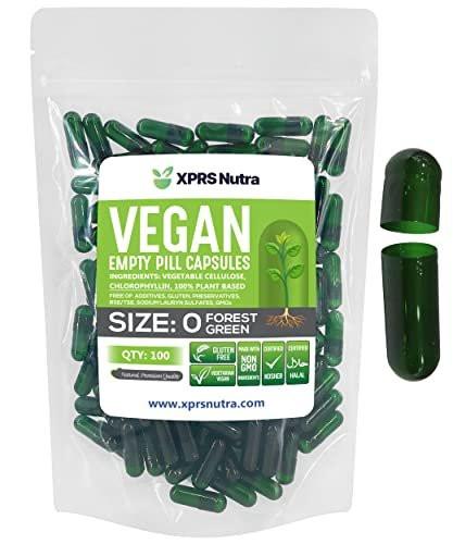 XPRS Nutra Size 0 Empty Capsules - 100 Count Empty Vegan Capsules - Vegetarian Pills - DIY Vegetable Capsule Filling - Veggie Pill Caps for Do-It-Yourself Supplements (Forest Green) - görsel 2