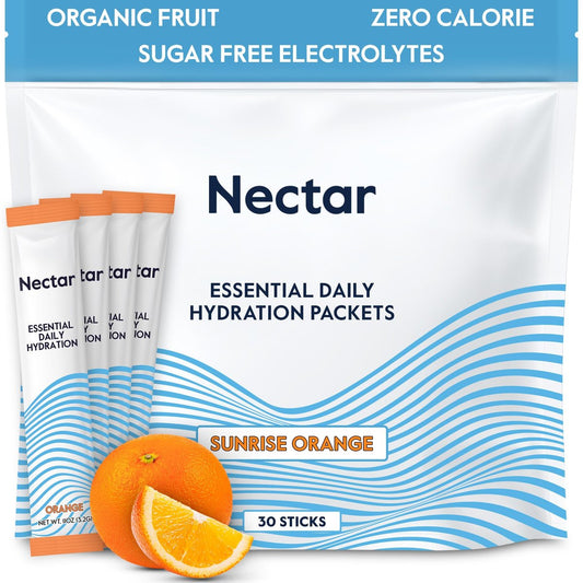 Nectar Hydration Packets - Electrolytes Powder Packets - No Sugar or Calories - Organic Fruit Liquid Daily IV Electrolytes Powder for Dehydration Relief and Rapid Rehydration (Orange 30 Pack)