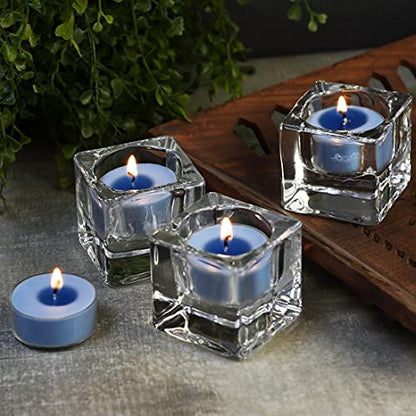 DEYBBY SoyWax Scented Tealight, 12 Pack Natural Fragrance Long Lasting Clear Cup Aromatherapy Candle Set, Smokeless & Long Lasting | for Gift, Anniversary, Restaurant | Ocean Breeze