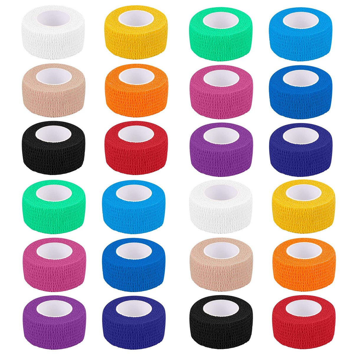 24 Pack Self Adherent Cohesive Wrap Bandages 1 Inches X 5 Yards, First Aid Tape, Elastic Self Adhesive Tape, Athletic, Sports wrap Tape, Bandage Wrap for Sports, Wrist, Ankle (Rainbow Color) - görsel 4